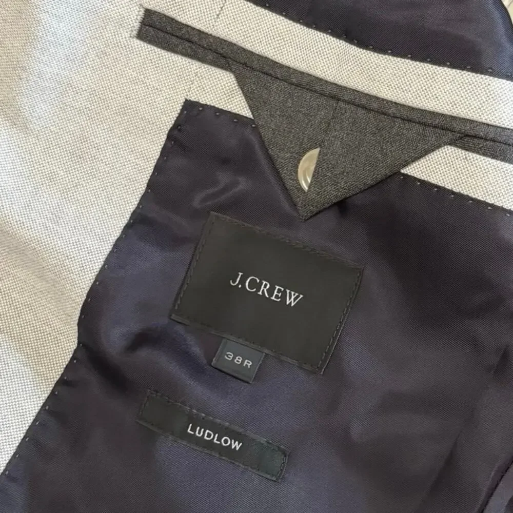 J. Crew Ludlow Suit Jacket Men’s Size 38R Carpini Made In Italy Gray Business